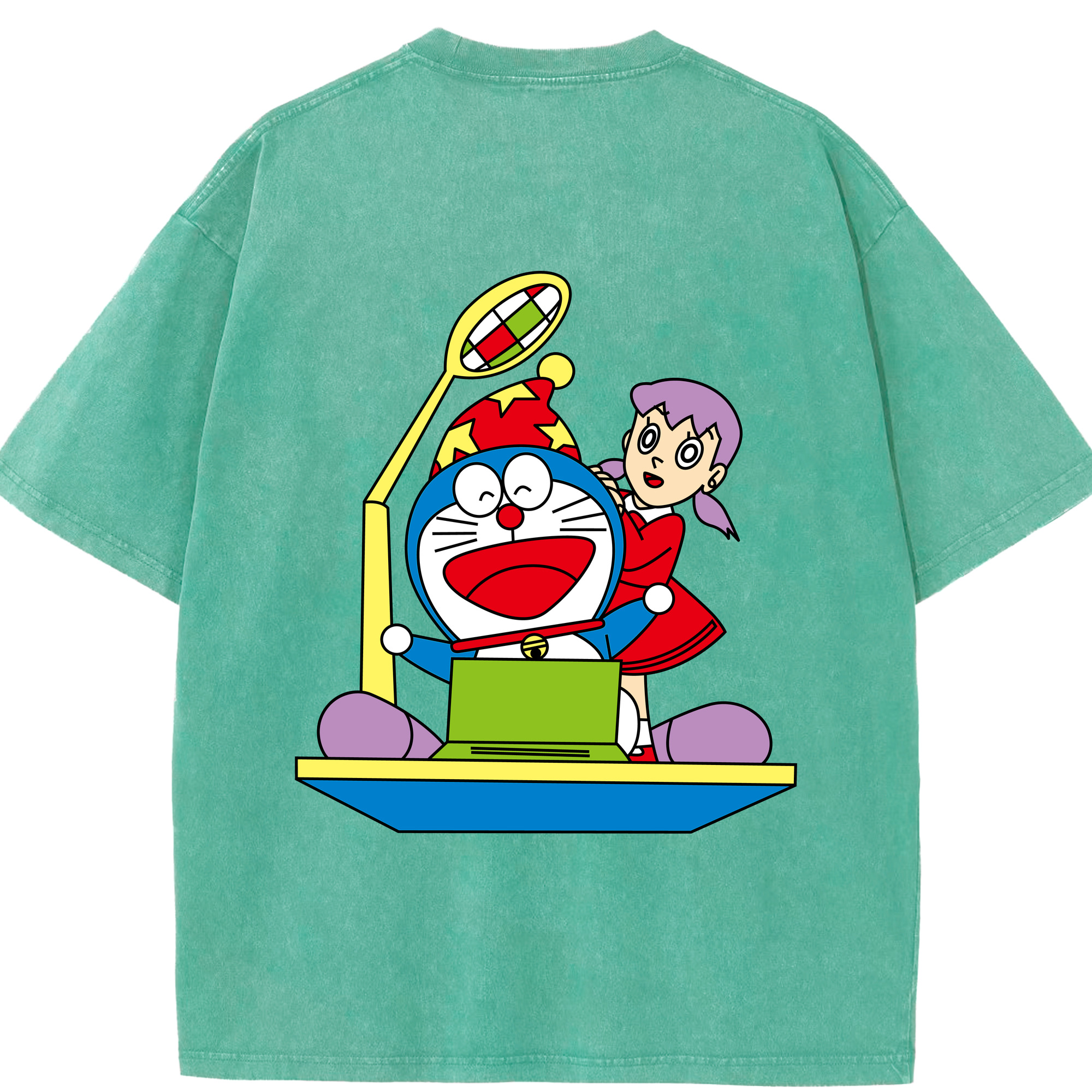 （画像用） ドラえもん みなもと しずか Doraemon Shizuka Minamoto 綿100% ヴィンテージ風 半袖Tシャツ（背面プリント）